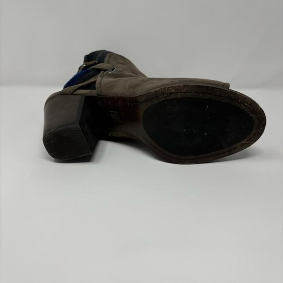 Frye Dani Shield Sling Gray Suede Peep Toe Heeled Sandal 11 Block Heel Shoe - Picture 6 of 16